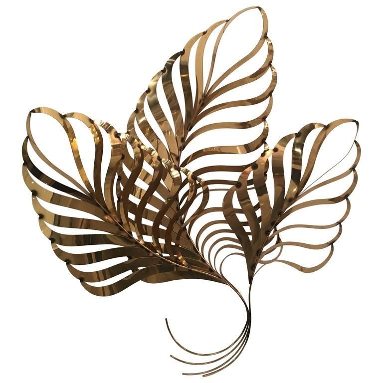 Curtis C. Jere Brass Palm Tree Frond Leaf Wall Hanging Metal Intended For Palm Tree Metal Wall Art (Photo 14 of 20)