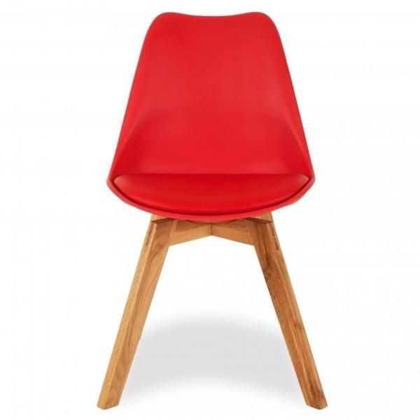 Dining Chair In Red With Solid Oak Crossed Wood Legs | Cult Furniture Within Most Up To Date Red Dining Chairs (Photo 14 of 20)