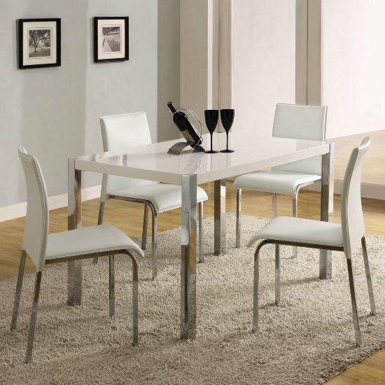 Dining Room Elegant Fern White Gloss Extending Table Danetti Uk Throughout Recent Extending Dining Tables And 4 Chairs (View 12 of 20)