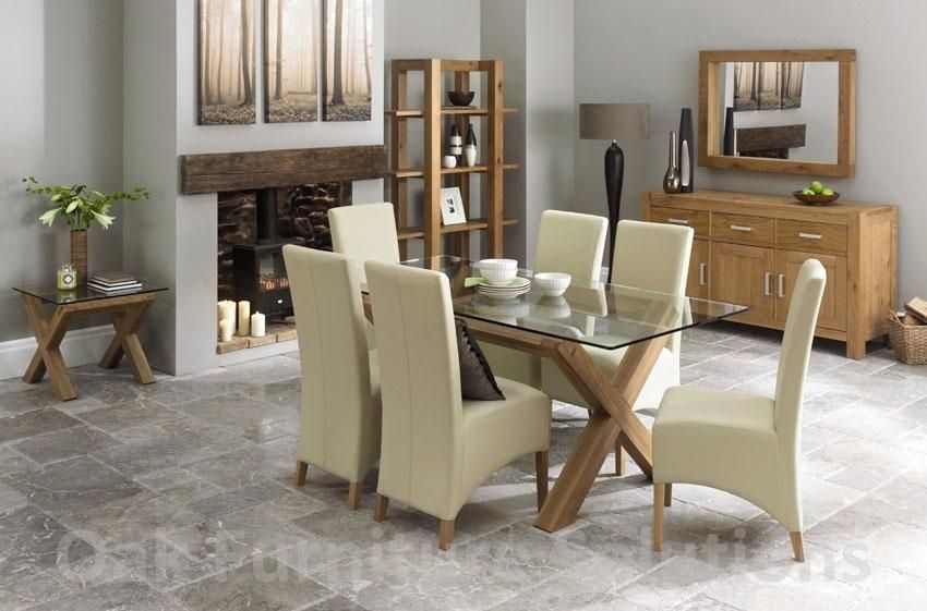 Featured Photo of Glass and Oak Dining Tables and Chairs