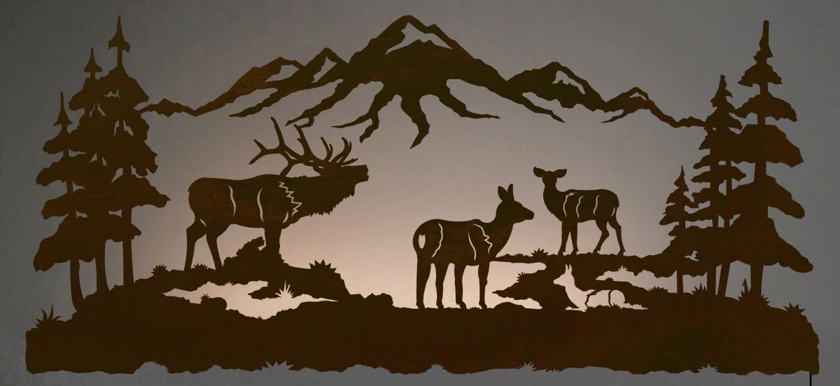 Elk Family Backlit Wall Art – 57 Inch Throughout Backlit Wall Art (View 18 of 20)