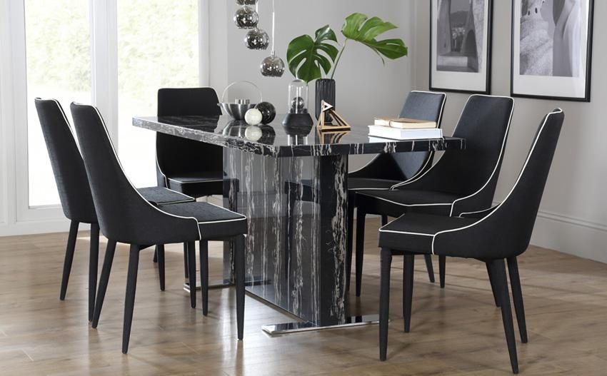 Enchanting Marble Effect Dining Table And Chairs 68 With Inside Most Recently Released Marble Effect Dining Tables And Chairs (View 3 of 20)