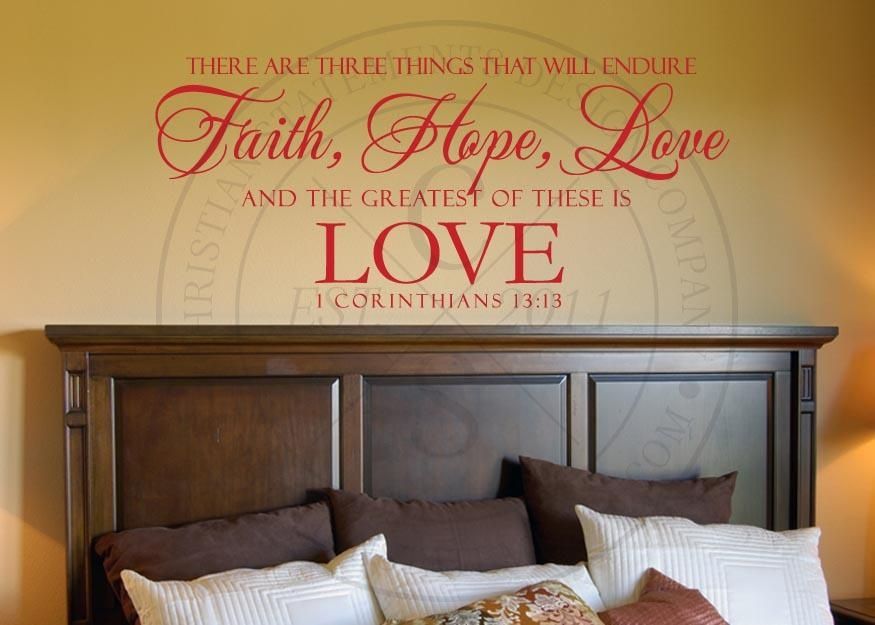 Faith, Hope, And Love Vinyl Wall Statement – 1 Corinthians 13:13 Throughout 1 Corinthians 13 Wall Art (Photo 4 of 20)