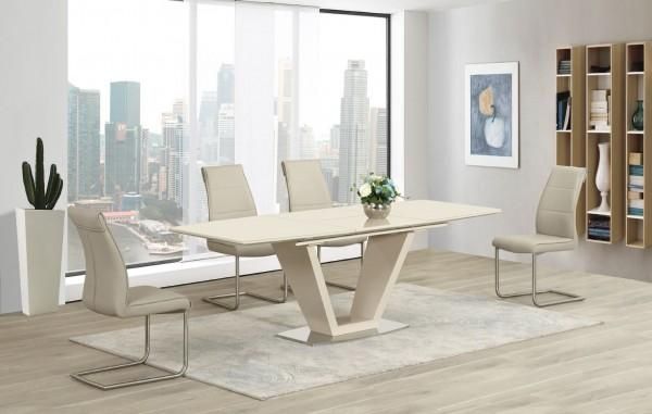 Floris Cream Gloss Extending Dining Table | £55 Off With Code '550Ff' Pertaining To Most Current High Gloss Cream Dining Tables (Photo 8 of 20)