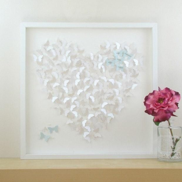 Framed Wall Art Personalised Framed Art. 3D Butterfly Heart Regarding 3D Butterfly Framed Wall Art (Photo 3 of 20)