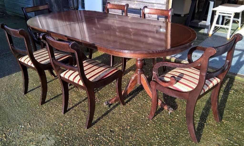 Free Delivery* Mahogany Extending Dining Table & 6 Regency Chairs For Recent Mahogany Extending Dining Tables And Chairs (View 9 of 20)