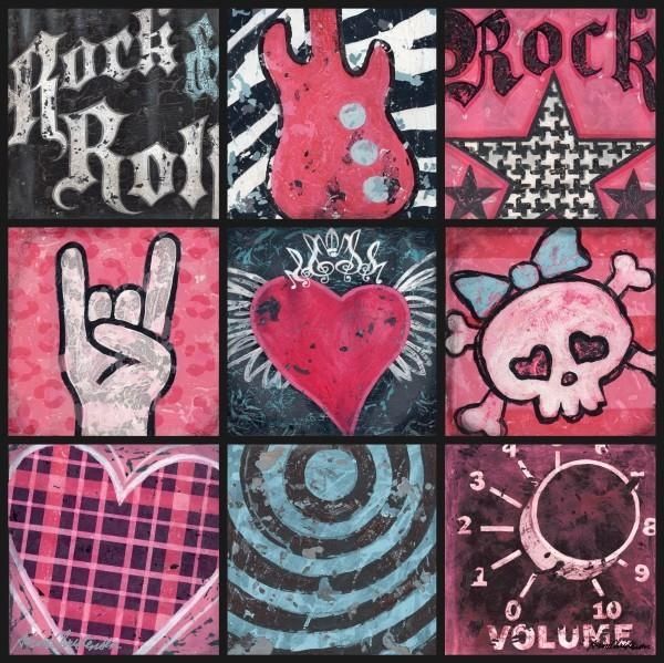 Girls Rock And Roll Collage Canvas Wall Artaaron Christensen For Rock And Roll Wall Art (Photo 8 of 20)