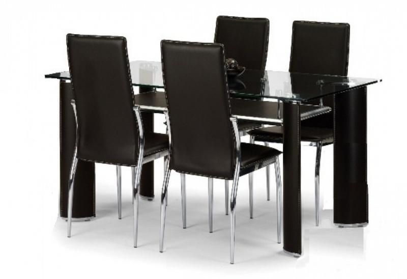 Glass Dining Table Set For 4 – Insurserviceonline Regarding Most Popular Black Glass Dining Tables And 4 Chairs (View 1 of 20)