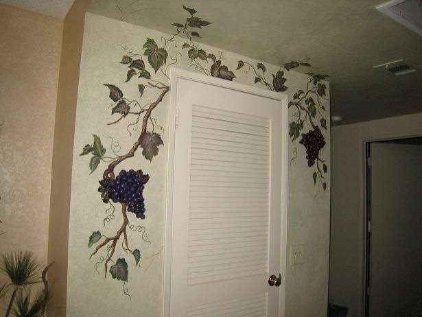 Grapes And Grapevine Mural – Traditional – Kitchen – Los Angeles Regarding Grape Vine Wall Art (View 9 of 20)