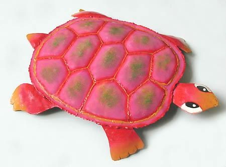 Hand Painted Metal Turtles – Tropical Home Decor, Metal Art, Metal In Outdoor Metal Turtle Wall Art (Photo 12 of 20)