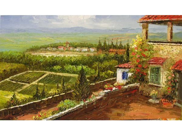 Home Wall Decor Print On Canvas Of Original Landscape Painting In Italian Countryside Wall Art (View 14 of 20)