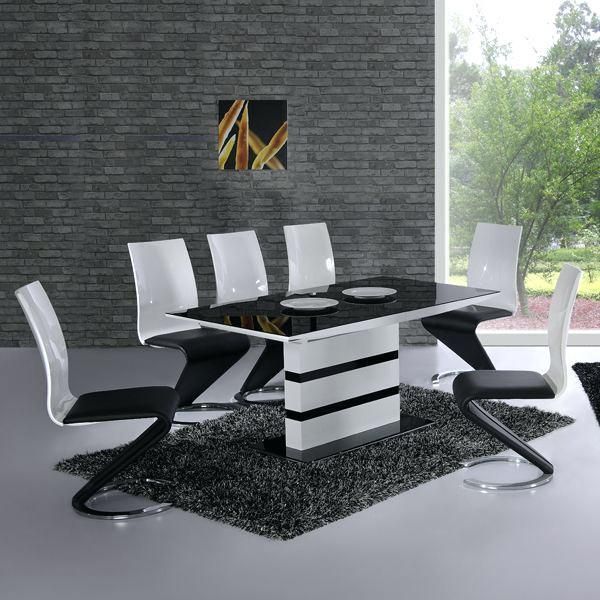 Hygena Amparo Black Dining Table And 4 Cream Chairs Black Glass Inside Most Popular Extending Dining Tables And 4 Chairs (Photo 14 of 20)