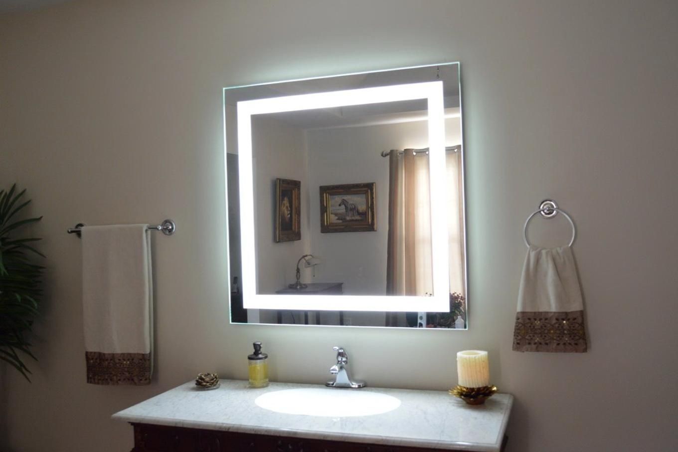 Ikea Bathroom Wall Mirror With Lights Square – Decofurnish Intended For Mirrors With Lights For Bathroom (View 4 of 20)