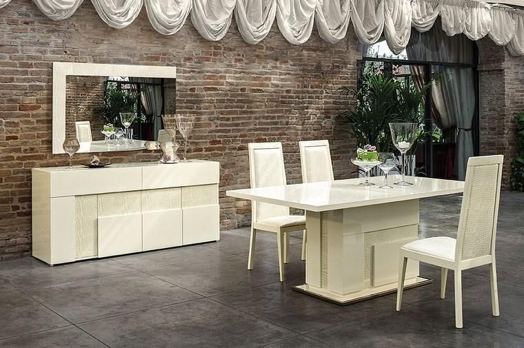 Italian Beige High Gloss Dining Room Furniture Set – Homegenies In Most Popular High Gloss Cream Dining Tables (View 9 of 20)