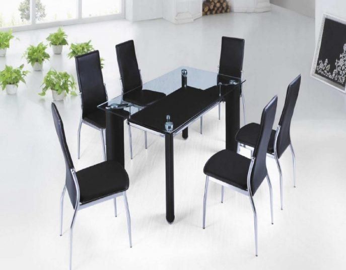 Kitchen : Small Black Glass Table And Chairs Extending Glass Top Intended For Latest Black Glass Dining Tables And 4 Chairs (View 16 of 20)