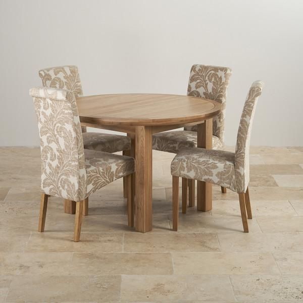 Knightsbridge Oak Dining Set – Round Extending Table + 4 Chairs Inside Most Recent Extending Dining Tables And 4 Chairs (Photo 5 of 20)