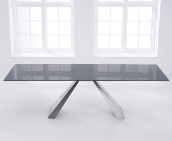 La Linea 180 – 260Cm Ext. Dark Grey Glass Dining Table | Morale Inside Most Current Grey Glass Dining Tables (Photo 2 of 20)