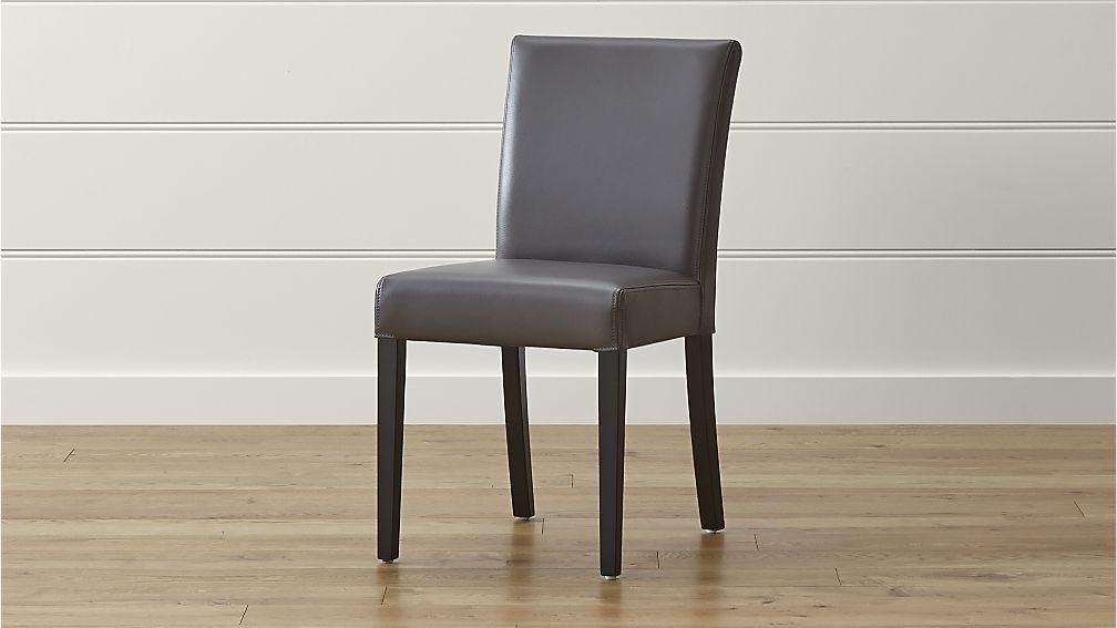 Lowe Smoke Leather Dining Chair | Crate And Barrel Within Recent Leather Dining Chairs (View 3 of 20)