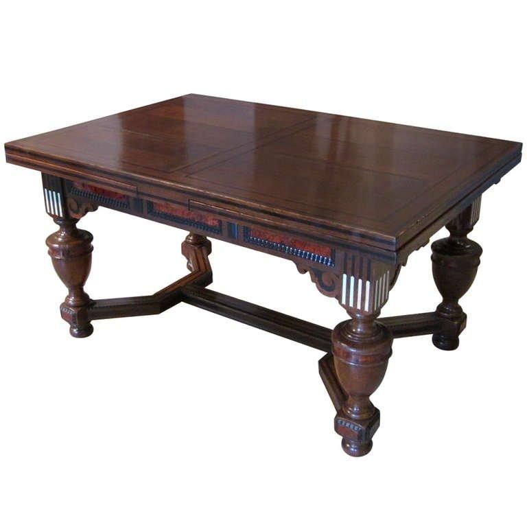 Maison Franck Extending Dining Table Dark Brown With Inlay In Most Current Extending Black Dining Tables (View 13 of 20)