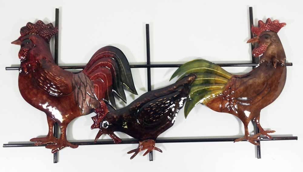 Metal Wall Art – Rooster And Hen Chickens Pertaining To Metal Rooster Wall Art (View 3 of 20)