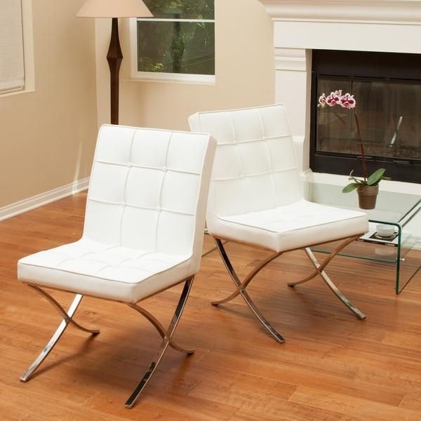 Milania White Leather Dining Chairs (Set Of 2)Christopher Intended For Most Up To Date Leather Dining Chairs (View 9 of 20)