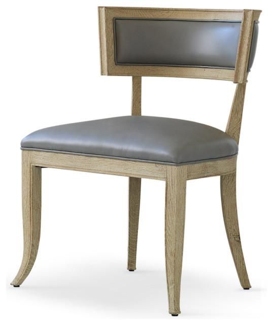 Minnelli Hollywood Regency Gray Leather Dining Chair Pertaining To Grey Leather Dining Chairs (View 5 of 20)