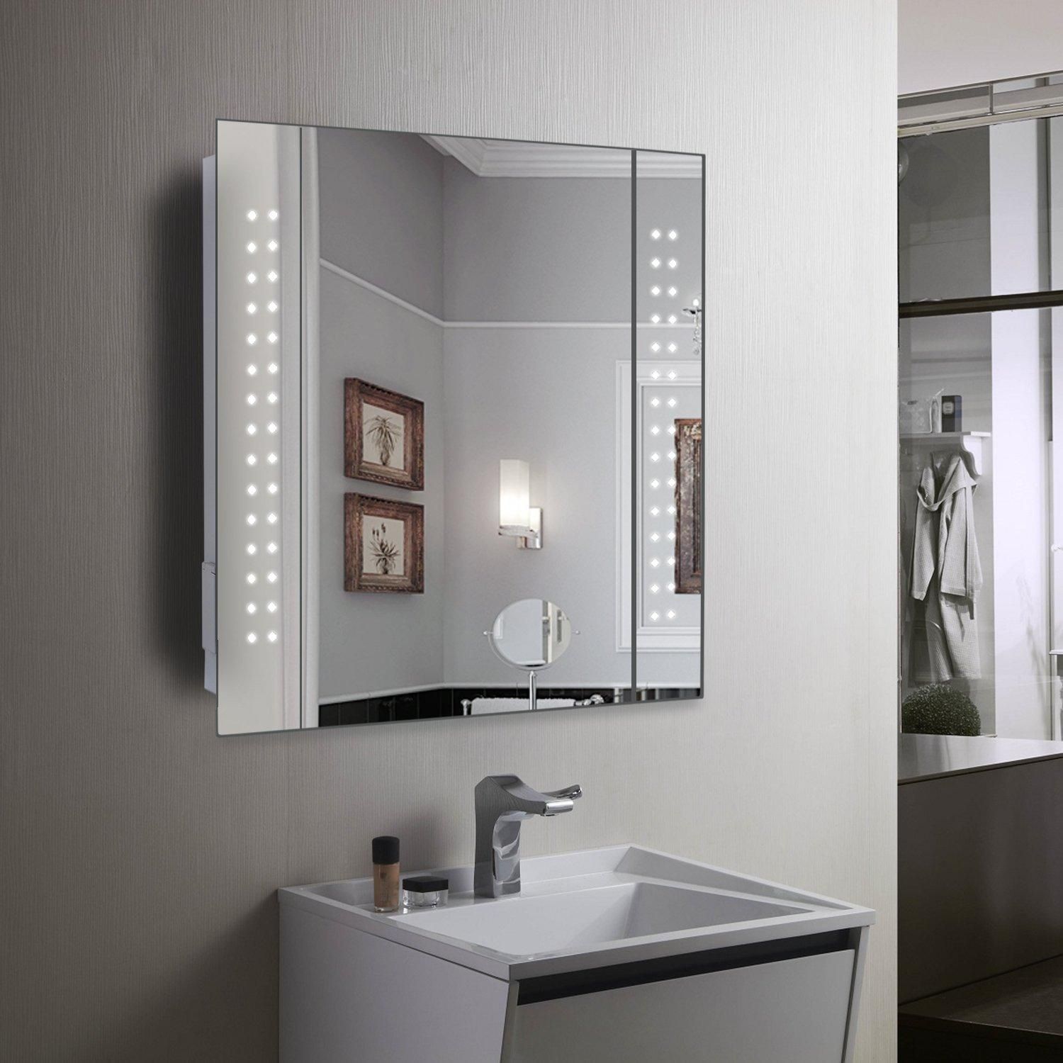 Mirror Cabinet 60 Led Light Illuminated Mirror Bathroom Mirror With Regard To Led Illuminated Bathroom Mirrors (View 17 of 20)