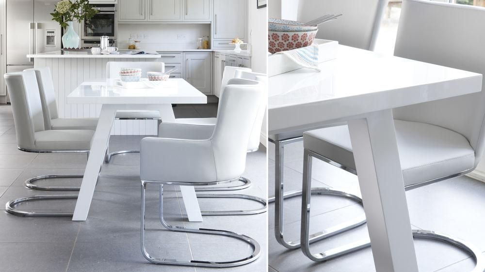 Modern 6 Seater White Gloss Dining Table Set| Uk Pertaining To White Gloss Dining Chairs (View 12 of 20)