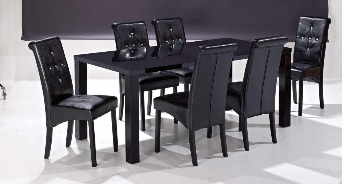Monroe Dining Table With 6 Chairs In Gloss Black | Blue Ocean Within Most Recently Released Black Gloss Dining Tables And Chairs (View 8 of 20)