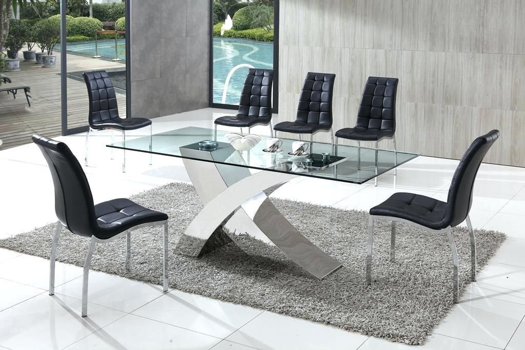 Nevada Glass And Chrome Dining Table 4 Chairs Black Modern Pertaining To Best And Newest Chrome Glass Dining Tables (View 19 of 20)