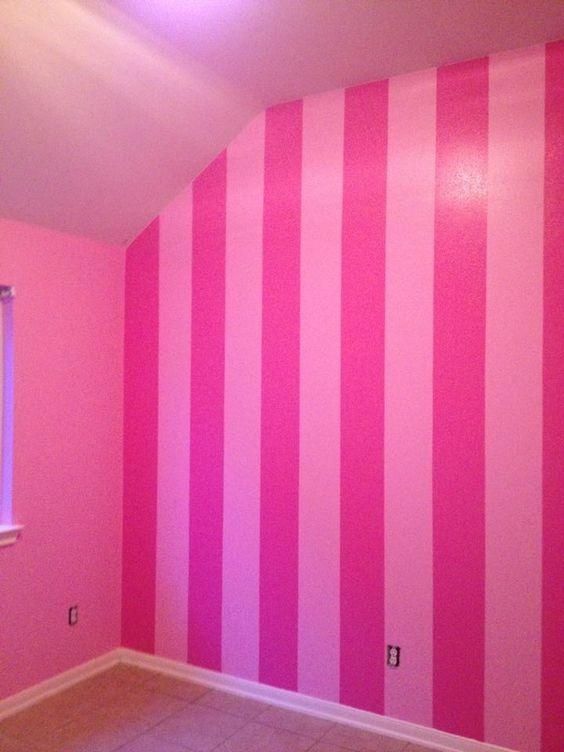 Pink Striped Wall (View 9 of 20)
