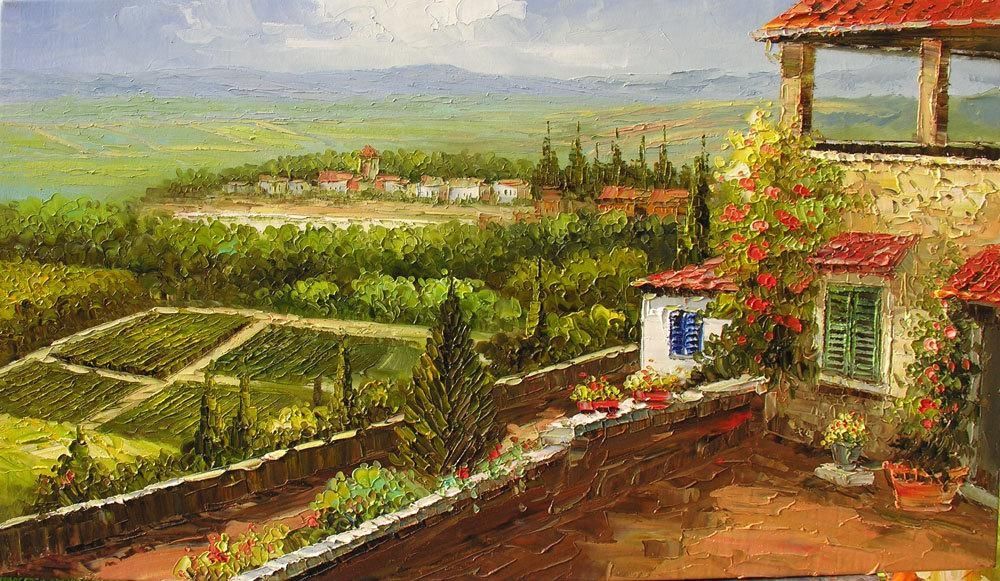 Print On Canvas Of Original Landscape Paintingmarchella Within Italian Countryside Wall Art (View 15 of 20)