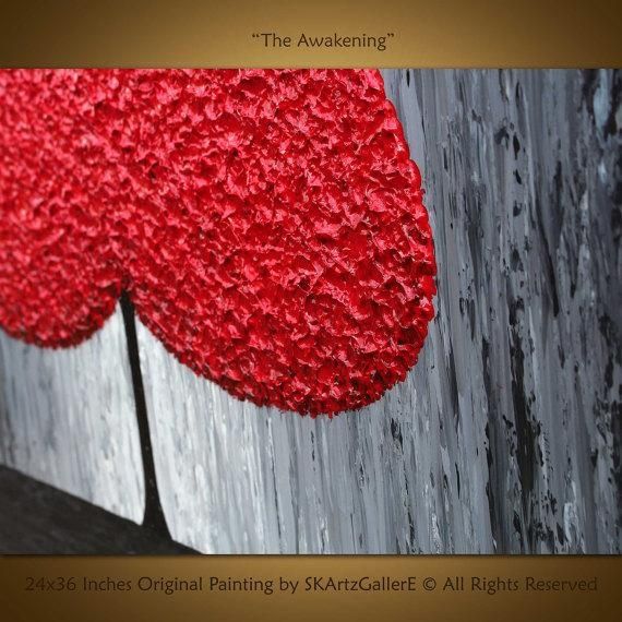 Red Tree Painting Original Abstract Art Red Grey Large For Nvga Wall Art (View 14 of 20)