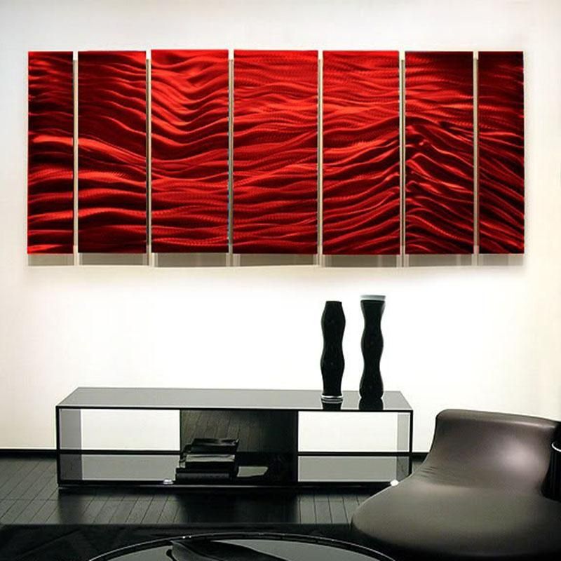 Red Wave Ii Xl – Extra Large Modern Contemporary Metal Wall Art Intended For Large Modern Wall Art (View 9 of 20)
