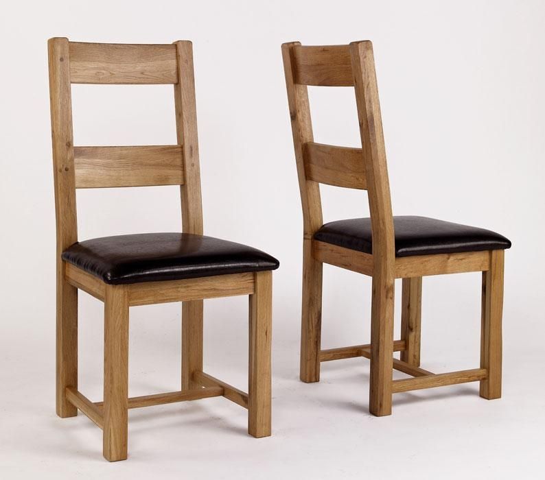 Rustic Oak Leather Dining Chair – Pair | Hampshire Furniture Pertaining To Recent Oak Leather Dining Chairs (View 4 of 20)