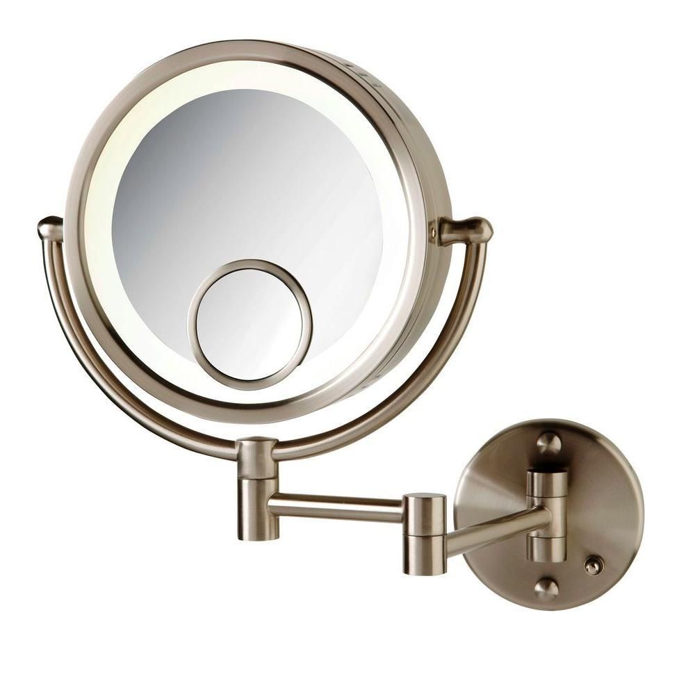 See All 8 In. X 8 In. Round Lighted Wall Mounted 7X And 15X With Wall Mounted Lighted Makeup Mirrors (Photo 16 of 20)