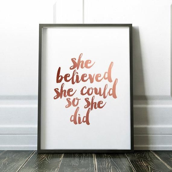She Believed She Could So She Did Rose Gold Wall Art Decor With Regard To She Believed She Could So She Did Wall Art (View 10 of 20)