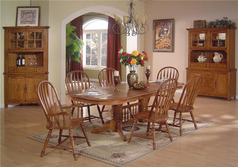 Solid Oak Dining Table & Arrowback Chair Sete.c.i. Furniture Regarding Recent Oval Oak Dining Tables And Chairs (Photo 18 of 20)