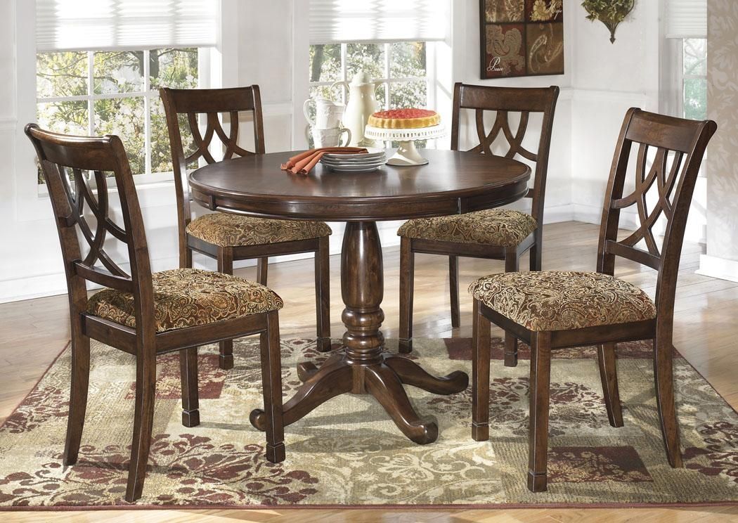 St. Germain's Furniture Leahlyn Round Dining Table W/4 Side Chairs For Latest Circular Dining Tables For 4 (Photo 2 of 20)