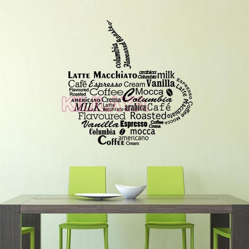 Stickers French Italian Coffee Cup Vinyl Wall Sticker Decals Mural Within Italian Coffee Wall Art (View 11 of 20)