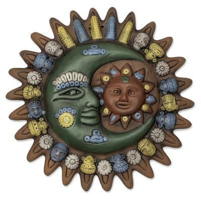 Sun And Moon Ceramic Wall Art Mexican Mask – Eclipse Azteca | Novica Throughout Mexican Ceramic Wall Art (View 13 of 20)