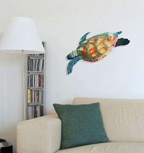 Swimming Sea Turtle – Hanging Metal Wall Art With Regard To Sea Turtle Metal Wall Art (View 7 of 20)