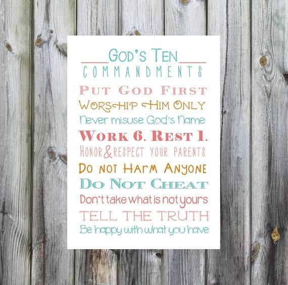 The Ten Commandments Print. Exodus 20. Print And Pop Into Any Pertaining To 10 Commandments Wall Art (Photo 16 of 20)