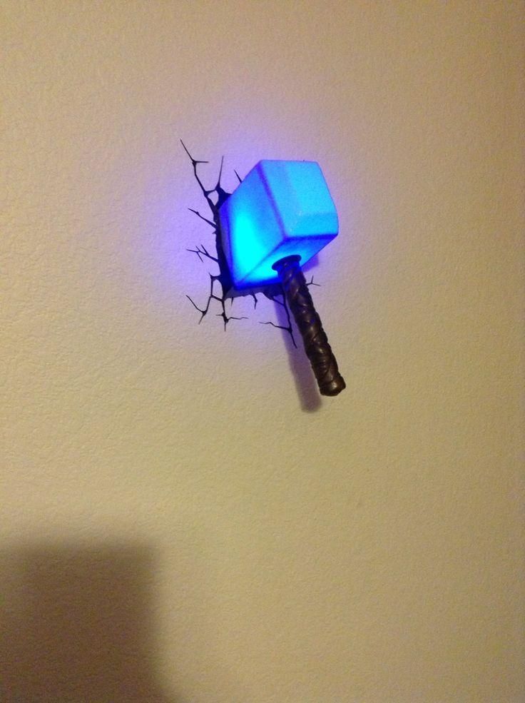 Thor Hammer 3D Wall Art Decor Night Light Lamp Uk | Wallartideas Regarding 3D Wall Art Nightlight (Photo 4 of 20)