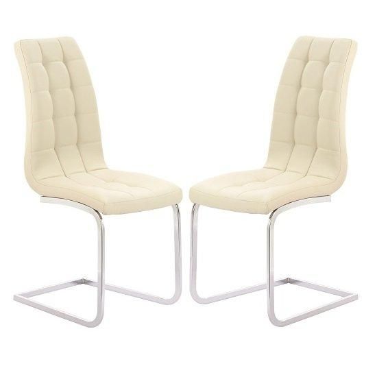 Torres Dining Chair In Cream Faux Leather With Chrome Legs Inside Recent Cream Faux Leather Dining Chairs (Photo 1 of 20)