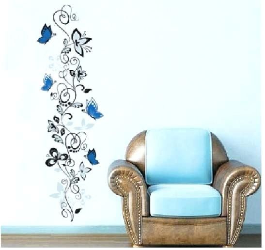 Wall Art ~ Blue Butterfly With Flower Vine Wall Art Grape Vine Inside Grape Vine Wall Art (View 6 of 20)