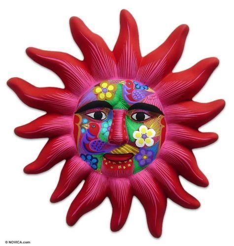 Wall Art Design Ideas: Red Sun Mexican Ceramic Wall Art Face Eyes In Mexican Ceramic Wall Art (Photo 9 of 20)