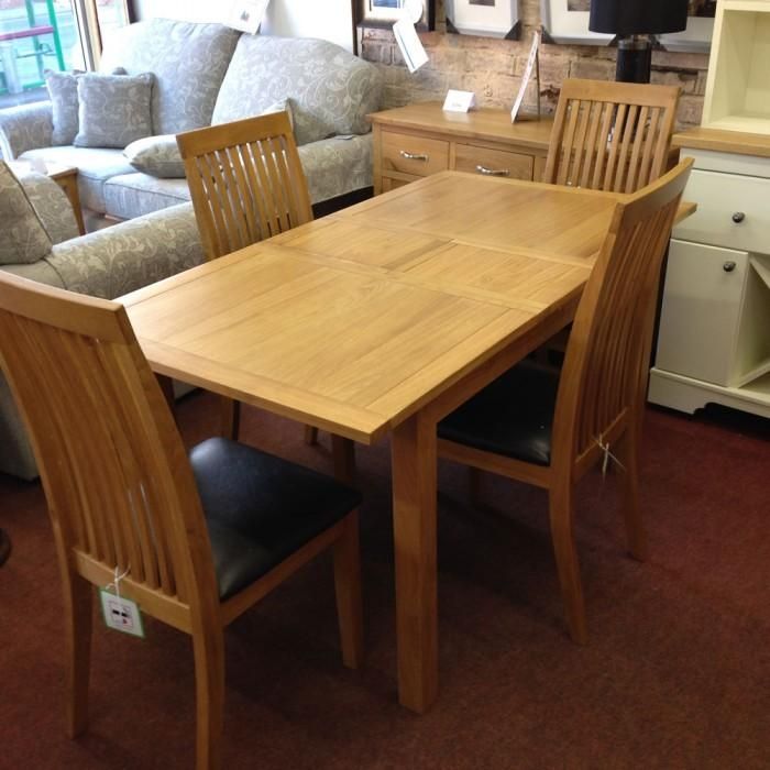 Wharfdale Extending Oak Dining Table With 4 Chairs – Flintshire Pertaining To Most Recent Extending Dining Tables And 4 Chairs (Photo 3 of 20)