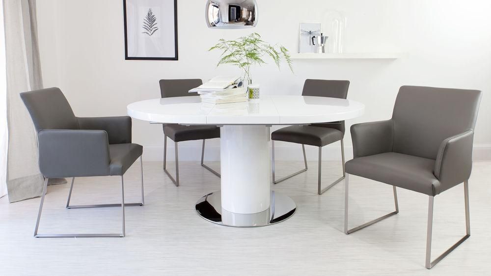 White Dining Table. Tdc Dining Table Lighting. Buttermilk And Regarding Most Popular Round Extendable Dining Tables And Chairs (Photo 17 of 20)