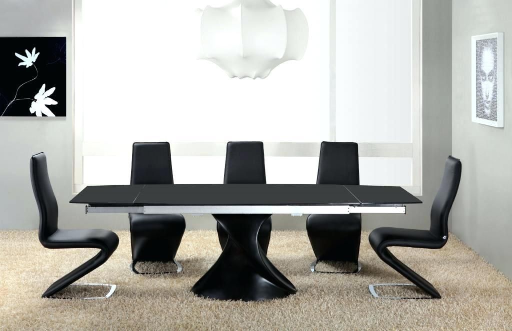White High Gloss Black Glass Extending Dining Table And 6 Chairs Regarding Newest Black Gloss Extending Dining Tables (Photo 5 of 20)